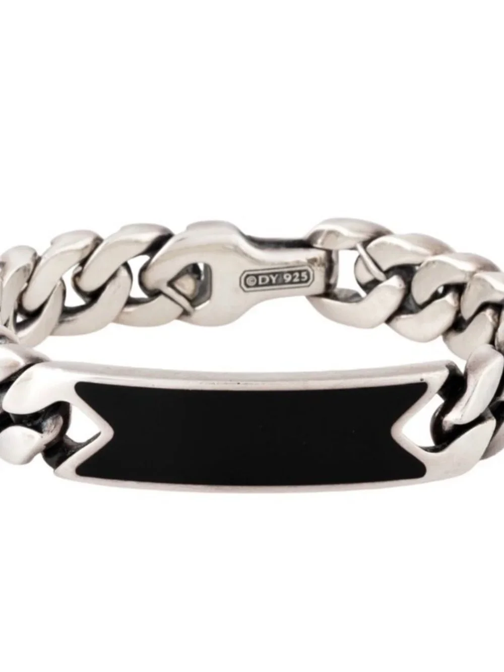 DAVID YURMAN STERLING SILVER 925 ONYX CURB CHAIN ID BRACELET